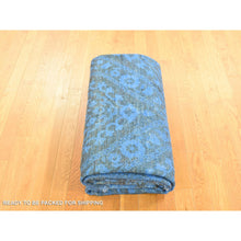 Load image into Gallery viewer, 8&#39;x10&#39; Saturated Blue, Hand Knotted Soft Wool, Overdyed With Large Mughal Design, Oriental Rug FWR484176