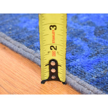Load image into Gallery viewer, 8&#39;x10&#39; Saturated Blue, Hand Knotted Soft Wool, Overdyed With Large Mughal Design, Oriental Rug FWR484176