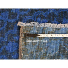 Load image into Gallery viewer, 8&#39;x10&#39; Saturated Blue, Hand Knotted Soft Wool, Overdyed With Large Mughal Design, Oriental Rug FWR484176