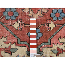 Load image into Gallery viewer, 12&#39;3&quot;x18&#39;6&quot; Blush Red, Antique Persian Serapi Heriz With Helicopter Design, Even Wear, Clean, Sides And Ends Professionally Secured, Hand Knotted, Pure Wool, Oversized Oriental Rug FWR484188