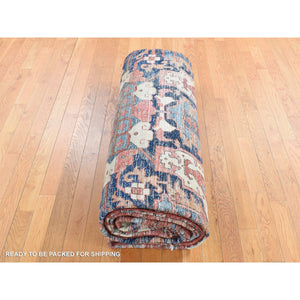 12'3"x18'6" Blush Red, Antique Persian Serapi Heriz With Helicopter Design, Even Wear, Clean, Sides And Ends Professionally Secured, Hand Knotted, Pure Wool, Oversized Oriental Rug FWR484188