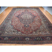 Load image into Gallery viewer, 14&#39;3&quot;x20&#39;3&quot; Ruby Red Xl Antique Persian Fereghan Sarouk, Even Wear, Sides And Ends Professionally Secured, Clean And Soft With No Repairs, Hand Knotted, Pure Wool Oriental Rug FWR484194