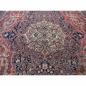 14'3"x20'3" Ruby Red Xl Antique Persian Fereghan Sarouk, Even Wear, Sides And Ends Professionally Secured, Clean And Soft With No Repairs, Hand Knotted, Pure Wool Oriental Rug FWR484194