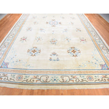Load image into Gallery viewer, 13&#39;9&quot;x23&#39;5&quot; Ivory, Vintage Chinese, Ming Dynasty Design, Hand Knotted, Full Pile, Xl, Sides And Edges Professionally Secured, Pure Wool Oriental Rug FWR484206