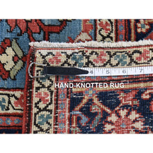 Load image into Gallery viewer, 4&#39;9&quot;x5&#39;9&quot; Crimson Red, Antique Persian Serapi Heriz, Good Condition, Soft And Supple, Even Wear, Clean With Sides And Ends Professionally Secured, Hand Knotted, Pure Wool Oriental Rug FWR484248