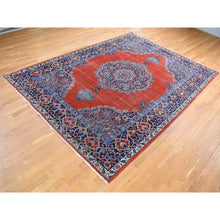 Load image into Gallery viewer, 8&#39;8&quot;x12&#39; Burnt Orange, Antique Persian Tabriz, Open Field Medallion Design, Soft and Supple, Some Wear, Clean with Sides and Ends Professionally Secured, Hand Knotted, Pure Wool Oriental Rug FWR484266