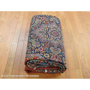 8'8"x12' Burnt Orange, Antique Persian Tabriz, Open Field Medallion Design, Soft and Supple, Some Wear, Clean with Sides and Ends Professionally Secured, Hand Knotted, Pure Wool Oriental Rug FWR484266