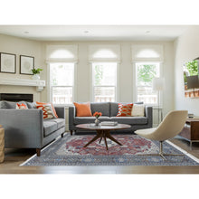 Load image into Gallery viewer, 7&#39;3&quot;x10&#39;9&quot; Crimson Red, New Persian Nain, Flower Rosettes And Willow Tree Design, Soft And Supple, Wool And Silk, Hand Knotted Oriental Rug FWR484272