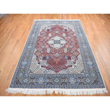 Load image into Gallery viewer, 7&#39;3&quot;x10&#39;9&quot; Crimson Red, New Persian Nain, Flower Rosettes And Willow Tree Design, Soft And Supple, Wool And Silk, Hand Knotted Oriental Rug FWR484272