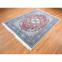 Load image into Gallery viewer, 7&#39;3&quot;x10&#39;9&quot; Crimson Red, New Persian Nain, Flower Rosettes And Willow Tree Design, Soft And Supple, Wool And Silk, Hand Knotted Oriental Rug FWR484272