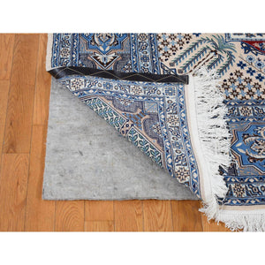 7'3"x10'9" Crimson Red, New Persian Nain, Flower Rosettes And Willow Tree Design, Soft And Supple, Wool And Silk, Hand Knotted Oriental Rug FWR484272