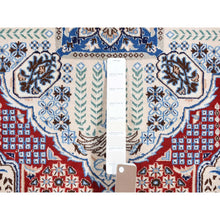 Load image into Gallery viewer, 7&#39;3&quot;x10&#39;9&quot; Crimson Red, New Persian Nain, Flower Rosettes And Willow Tree Design, Soft And Supple, Wool And Silk, Hand Knotted Oriental Rug FWR484272
