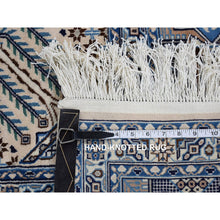 Load image into Gallery viewer, 7&#39;3&quot;x9&#39;1&quot; Boulder White, Hand Knotted, Agra with Ziegler Design, All Over Leaf Pattern, Zero Pile, Pure Wool, Oriental Rug FWR458220