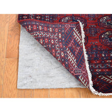 Load image into Gallery viewer, 3&#39;1&quot;x5&#39;4&quot; Crimson Red, Old Turkeman Bokara, Elephant Feet Medallions, Soft And Supple, Full Even Pile, Clean With Sides And Ends Professionally Secured, Hand Knotted, Pure Wool Oriental Rug FWR484314