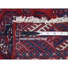 Load image into Gallery viewer, 3&#39;1&quot;x5&#39;4&quot; Crimson Red, Old Turkeman Bokara, Elephant Feet Medallions, Soft And Supple, Full Even Pile, Clean With Sides And Ends Professionally Secured, Hand Knotted, Pure Wool Oriental Rug FWR484314