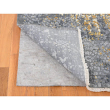 Load image into Gallery viewer, 9&#39;x12&#39; Gray And Gold, Persian Large Medallion Design, Wool And Pure Silk Hand Knotted, Oriental Rug FWR484368