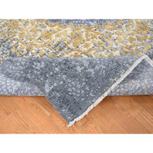 Load image into Gallery viewer, 9&#39;x12&#39; Gray And Gold, Persian Large Medallion Design, Wool And Pure Silk Hand Knotted, Oriental Rug FWR484368