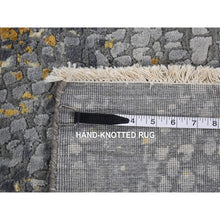 Load image into Gallery viewer, 9&#39;x12&#39; Gray And Gold, Persian Large Medallion Design, Wool And Pure Silk Hand Knotted, Oriental Rug FWR484368