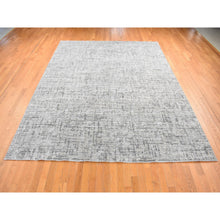 Load image into Gallery viewer, 9&#39;2x12&#39;3&quot; Medium Gray, The Matrix Design, Pure Silk With Textured Wool, Tone On Tone, Hand Knotted, Oriental Rug FWR484380