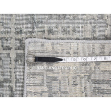 Load image into Gallery viewer, 9&#39;2x12&#39;3&quot; Medium Gray, The Matrix Design, Pure Silk With Textured Wool, Tone On Tone, Hand Knotted, Oriental Rug FWR484380