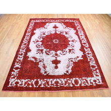 Load image into Gallery viewer, 8&#39;1&quot;x11&#39; Barn Red, Overdyed Persian Tabriz Hi-low Vintage, Pure Wool Hand Knotted, Oriental Rug FWR484398