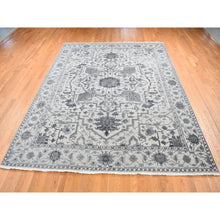 Load image into Gallery viewer, 9&#39;x12&#39; Ash Grey, Heriz Design With All Over Pattern Vegetable Dyes, Wool And Silk Hand Knotted, Oriental Rug FWR484404
