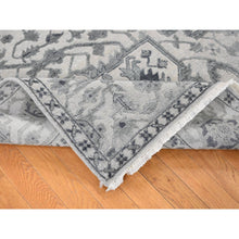 Load image into Gallery viewer, 9&#39;x12&#39; Ash Grey, Heriz Design With All Over Pattern Vegetable Dyes, Wool And Silk Hand Knotted, Oriental Rug FWR484404