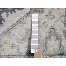 Load image into Gallery viewer, 9&#39;x12&#39; Ash Grey, Heriz Design With All Over Pattern Vegetable Dyes, Wool And Silk Hand Knotted, Oriental Rug FWR484404