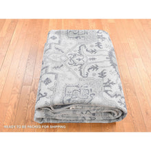 Load image into Gallery viewer, 9&#39;x12&#39; Ash Grey, Heriz Design With All Over Pattern Vegetable Dyes, Wool And Silk Hand Knotted, Oriental Rug FWR484404