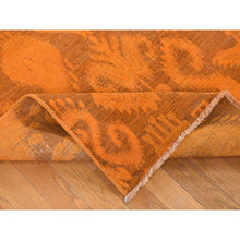 Load image into Gallery viewer, 9&#39;1&quot;x12&#39;3&quot; Hand Knotted Pure Wool, Orange Cast Overdyed Ikat Oriental Rug FWR484410