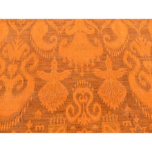 Load image into Gallery viewer, 9&#39;1&quot;x12&#39;3&quot; Hand Knotted Pure Wool, Orange Cast Overdyed Ikat Oriental Rug FWR484410