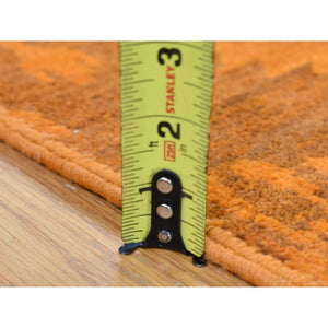 9'1"x12'3" Hand Knotted Pure Wool, Orange Cast Overdyed Ikat Oriental Rug FWR484410