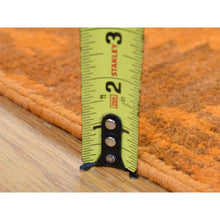 Load image into Gallery viewer, 9&#39;1&quot;x12&#39;3&quot; Hand Knotted Pure Wool, Orange Cast Overdyed Ikat Oriental Rug FWR484410