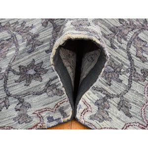 7'9"x10'1" Ash Gray, The Maharaja, Real Silk With Some Textured Wool And Natural Abrash, Hand Knotted Oriental Rug FWR484452