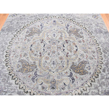 Load image into Gallery viewer, 7&#39;9&quot;x10&#39;1&quot; Ash Gray, The Maharaja, Real Silk With Some Textured Wool And Natural Abrash, Hand Knotted Oriental Rug FWR484452