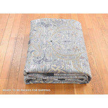 Load image into Gallery viewer, 7&#39;9&quot;x10&#39;1&quot; Ash Gray, The Maharaja, Real Silk With Some Textured Wool And Natural Abrash, Hand Knotted Oriental Rug FWR484452