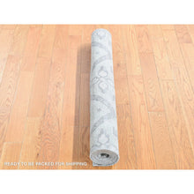 Load image into Gallery viewer, 3&#39;x5&#39;2&quot; Gray, Modern Design With Geometric Pattern, Pure Silk With Textured Wool Hand Knotted, Oriental Rug FWR484464