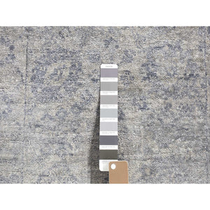 2'6"x5'10" Goose Gray, Broken Persian Design Tone on Tone, Silken Plant Base Silk Hand Knotted, Short Runner Oriental Rug FWR484470