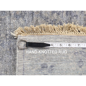 2'6"x5'10" Goose Gray, Broken Persian Design Tone on Tone, Silken Plant Base Silk Hand Knotted, Short Runner Oriental Rug FWR484470
