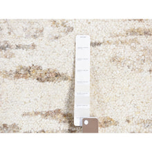 Load image into Gallery viewer, 3&#39;x3&#39; Earth Tone Colors, Modern Thick Chunky Texture, Plush Pile, Organic Undyed Natural Wool Hand Knotted, Square Oriental Rug FWR484512