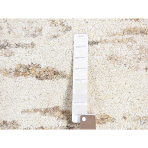 3'x3' Earth Tone Colors, Modern Thick Chunky Texture, Plush Pile, Organic Undyed Natural Wool Hand Knotted, Square Oriental Rug FWR484512