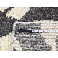 Load image into Gallery viewer, 3&#39;x3&#39; Charcoal Black, Tone On Tone Modern Design Thick And Plush, Undyed Natural Wool Hand Knotted, Square Oriental Rug FWR484518