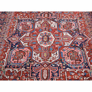 8'10"x11'8" Chili Red, Antique Persian Heriz, Soft And Full Pile, Pure Wool, Sides And Ends Professionally Secured, Cleaned, Hand Knotted, Oriental Rug FWR484656