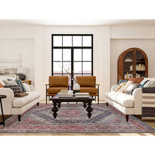 Load image into Gallery viewer, 7&#39;9&quot;x10&#39;10&quot; Cordovan Red, Persian Moud With Geometric Design, Natural Dyes, 100% Wool, Multiple Mahi Fish Design, Geometric Medallions, Hand Knotted, Oriental Rug FWR484668