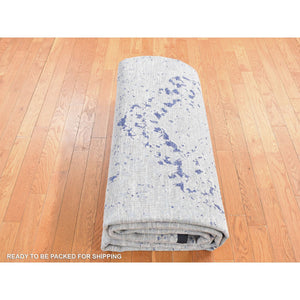 10'x14'1" Arctic Blue, Diminishing Cypress Tree with Medallion Design, Silk with Textured Wool Hand Knotted, Oriental Rug FWR484698