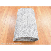 Load image into Gallery viewer, 9&#39;10&quot;x13&#39;10&quot; Seafoam Green, Wool And Silk Hand Knotted, Broken Persian Design, Oriental Rug FWR484716