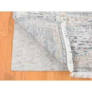 7'10"x10'2" Laurel Green, Mughal Design, Pure Silk Hand Knotted, Oriental Rug FWR484728