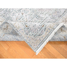 Load image into Gallery viewer, 7&#39;10&quot;x10&#39;2&quot; Laurel Green, Mughal Design, Pure Silk Hand Knotted, Oriental Rug FWR484728