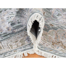 Load image into Gallery viewer, 7&#39;10&quot;x10&#39;2&quot; Laurel Green, Mughal Design, Pure Silk Hand Knotted, Oriental Rug FWR484728
