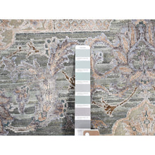 Load image into Gallery viewer, 7&#39;10&quot;x10&#39;2&quot; Laurel Green, Mughal Design, Pure Silk Hand Knotted, Oriental Rug FWR484728